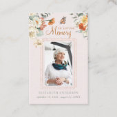 愛情に満ちた思い出で |写真葬式祈りの言葉カード 名刺 (正面)