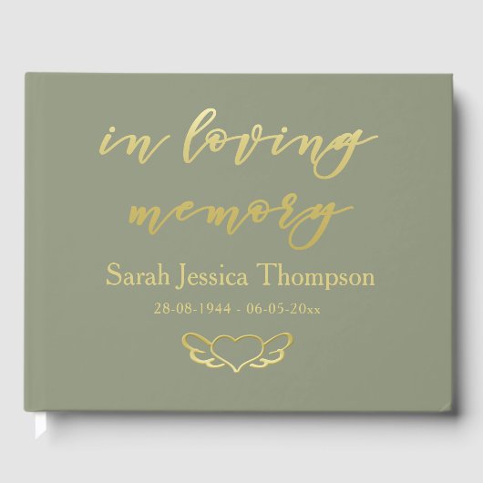 愛情に満ちた思い出で |哀悼の言葉と金ゴールド書 ゲストブック (正面)