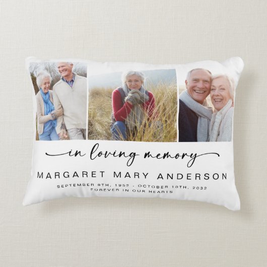 愛情に満ちた思い出で | 3枚の写真の記念品 アクセントクッション (裏面)
