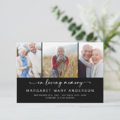 愛情に満ちた思い出で | 3枚の写真葬式悔やみや弔慰 サンキューカード (スタンド正面)