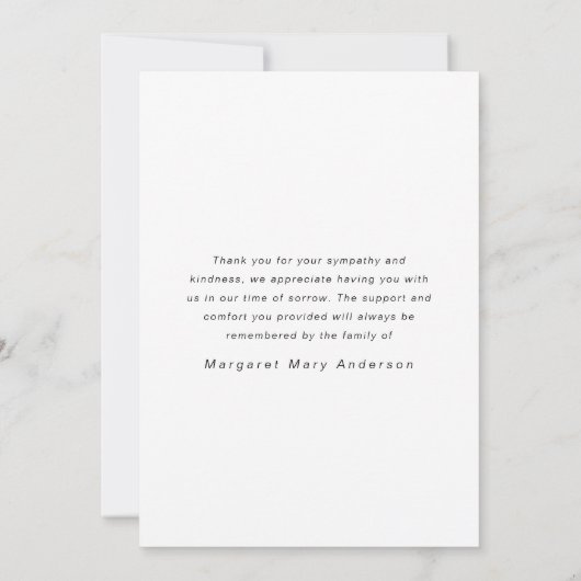 愛情に満ちた思い出で | 4枚の写真の葬儀悔やみや弔慰 サンキューカード (裏面)