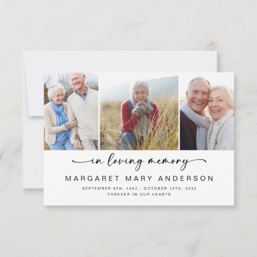 愛情に満ちた思い出で | 4枚の写真の葬儀悔やみや弔慰 サンキューカード (正面)