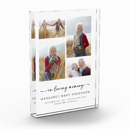 愛情に満ちた思い出で | 4枚の写真の葬儀悔やみや弔慰 フォトブロック (左)