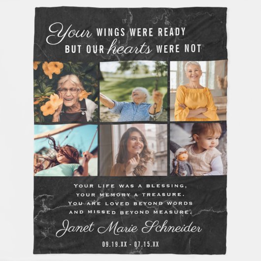 愛情に満ちた思い出で | 6フォトコラージュ引用文Keepsake フリースブランケット (正面)