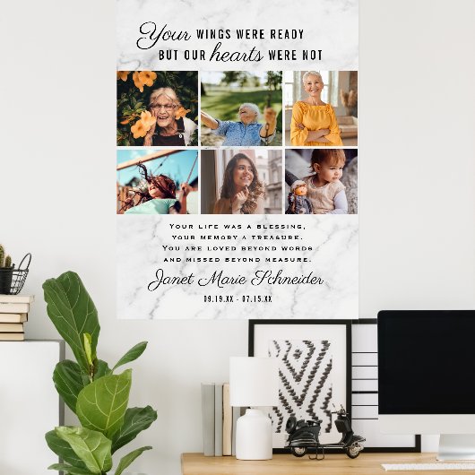 愛情に満ちた思い出で | 6フォトコラージュ葬儀 ポスター (ホームオフィス)