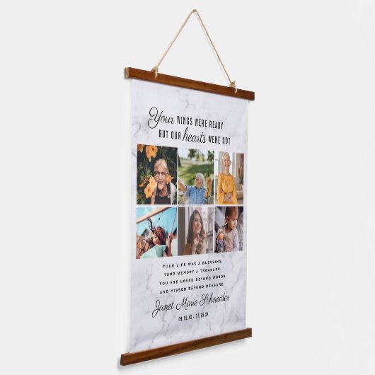愛情に満ちた思い出で | 6フォトコラージュ葬儀 吊り下げ型タペストリー (傾斜あり)