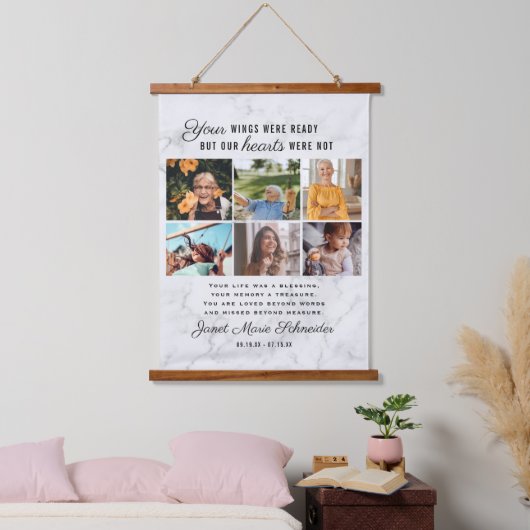 愛情に満ちた思い出で | 6フォトコラージュ葬儀 吊り下げ型タペストリー (寝室)