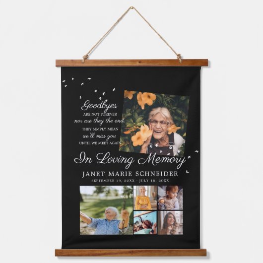 愛情に満ちた思い出で | 6フォトコラージュ葬儀 吊り下げ型タペストリー (正面)