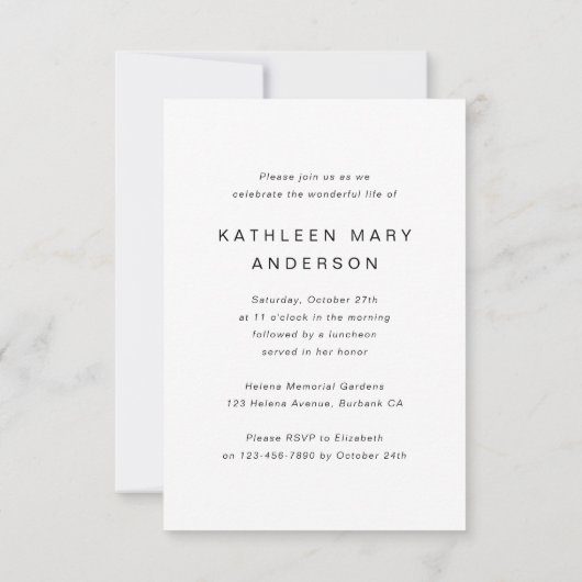 愛情に満ちた思い出で | Photo Arch葬儀記念碑 招待状 (裏面)