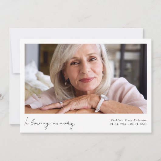 愛情に満ちた思い出の写真葬儀 サンキューカード (正面)