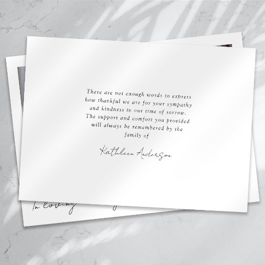 愛情に満ちた思い出の写真葬儀 サンキューカード