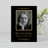 愛情に満ちた思い出の写真葬儀 箔招待状 (立ち正面)