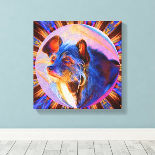 愛情に満ちた犬の目抽象芸術ドッグアート キャンバスプリント (インサイチュ (ウッドフロア))