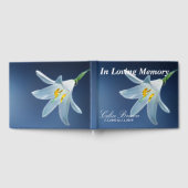 愛情に満ちた記憶の白いユリ | 葬儀、メモリアル ゲストブック (全面)