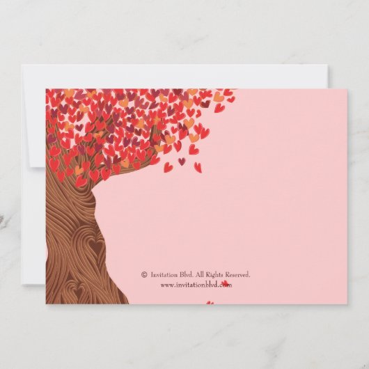 愛情のあるカップルイニシャルオークツリー秋の結婚式 招待状 (裏面)