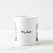 愛情のあるキツネカップル寄り添うインクスケッチカスタムアート コーヒーマグカップ (中央)