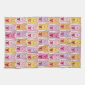 愛情のあるハートを持つかわいい猫 キッチンタオル (横)