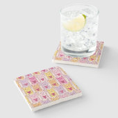 愛情のあるハートを持つかわいい猫 ストーンコースター (横)