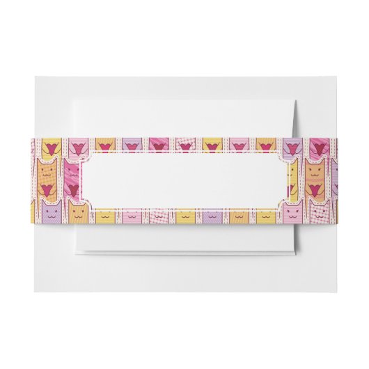 愛情のあるハートを持つかわいい猫 招待状ベリーバンド (正面例)