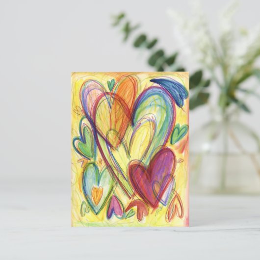 愛情のあるヒーリングハートアートカスタムノートポストカード ポストカード (スタンド正面)