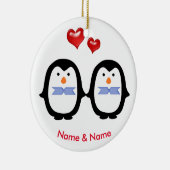 愛情のあるペンギンのカップル2人の男性 セラミックオーナメント (右)
