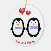 愛情のあるペンギンのカップル2人の男性 セラミックオーナメント (左)