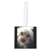 愛情のあるメモリでパーソナライズされたペットの損失写真素朴 キューブオーナメント (正面)