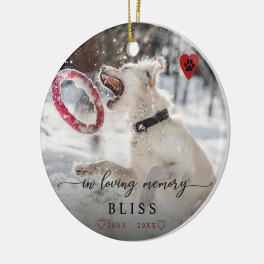 愛情のあるメモリでペットの写真のポー印刷モノグラム セラミックオーナメント (左)