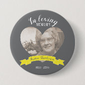 愛情のあるメモリで写真のハート黄色のリボン 缶バッジ (正面)