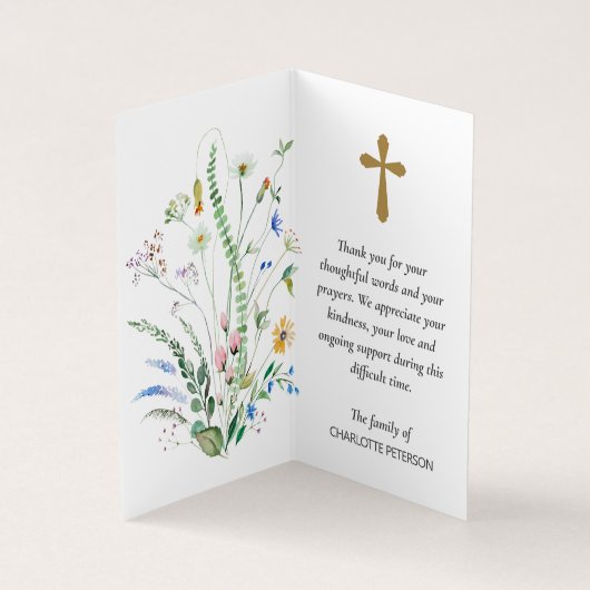 愛情のあるメモリで折り畳まれた写真祈りの言葉カード 名刺 (内部)