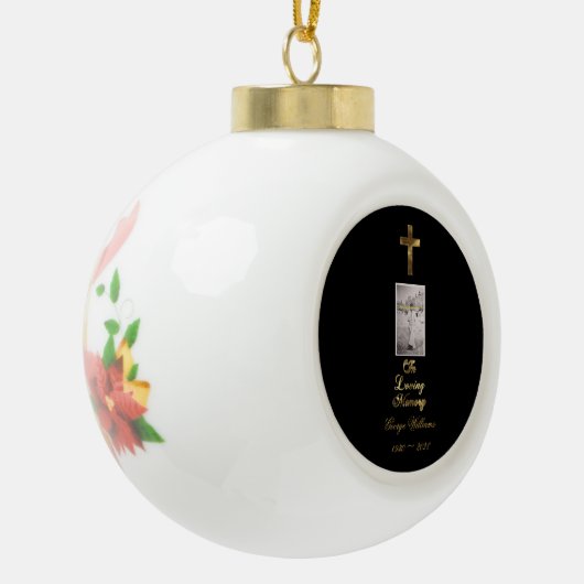 愛情のあるメモリタイポグラフィゴールデンクロス写真 セラミックボールオーナメント (左)