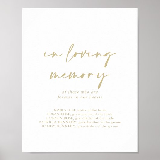 愛情のあるメモリモダン金ゴールドのエレガント署名 ポスター (正面)