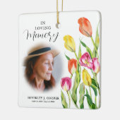 愛情のあるメモリーフォトウォーターカラーチューリップフローラ セラミックオーナメント (左)