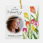 愛情のあるメモリーフォトウォーターカラーチューリップフローラ セラミックオーナメント (正面)