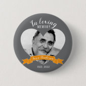 愛情のあるメモリーフォトハート名オレンジ色ボタン 缶バッジ (正面)