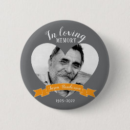 愛情のあるメモリーフォトハート名オレンジ色ボタン 缶バッジ