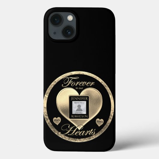 愛情のあるメモリーフォトハート金ゴールド Case-Mate iPhoneケース (裏面)