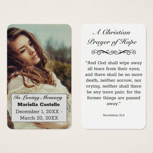 愛情のあるメモリ内[娘の写真]祈りの言葉カード (正面&裏面)