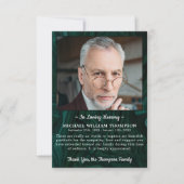 愛情のあるメモリ悔やみや弔慰写真グリーンマーブル葬儀 サンキューカード (正面)