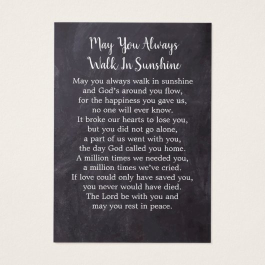 愛情のあるメモリ3写真悔やみや弔慰葬儀祈りの言葉カード (裏面)