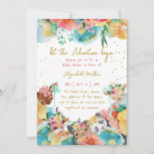 愛情のある動物花開花ベビーガールシャワー 招待状 (正面)
