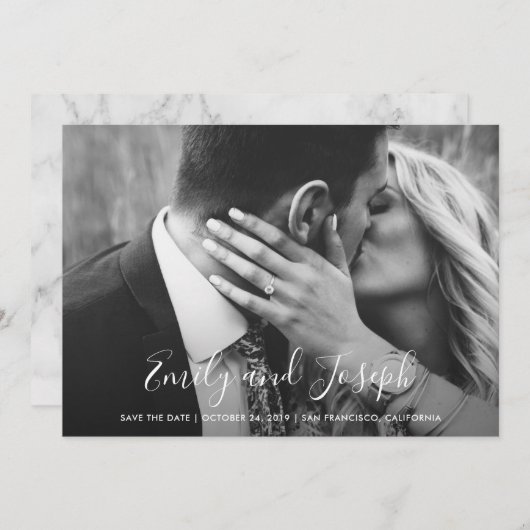 愛情のある原稿|の保存名前および写真が付いている日付 セーブザデート (正面/裏面)