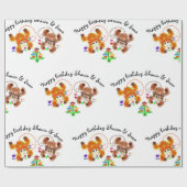 愛情のある双生児猿の誕生日の包装紙 ラッピングペーパー (フラット)