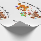 愛情のある双生児猿の誕生日の包装紙 ラッピングペーパー (角)