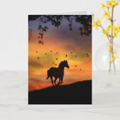 愛情のある思い出と馬の同情カード カード (黄色い花)