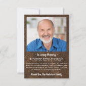 愛情のある思い出フォトレザーフェイク悔やみや弔慰葬儀 サンキューカード (正面)