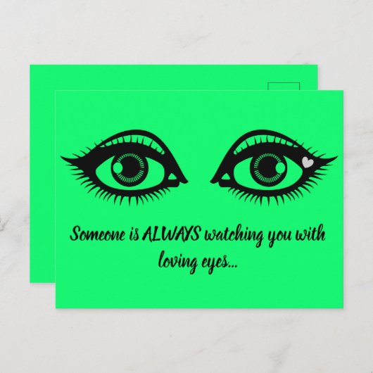 愛情のある目かわいい励ましの引用文ライムグリーン ポストカード (正面/裏面)