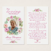 愛情のある記憶のフローラ写真葬儀祈りの言葉カード (正面&裏面)