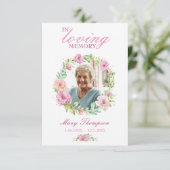 愛情のある記憶のフローラ写真葬儀祈りの言葉カード 招待状 (スタンド正面)