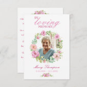 愛情のある記憶のフローラ写真葬儀祈りの言葉カード 招待状 (正面/裏面)